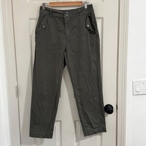 Mint Velvet Straight Leg Pants Womens 8 Olive Green Utility Cropped Trousers
